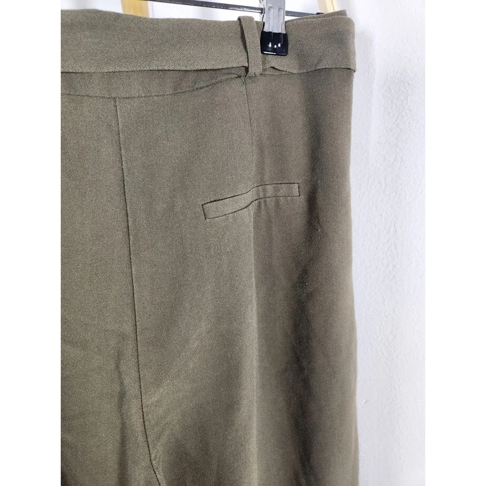 TOPSHOP Womens Army‎ Green Cropped Belted Trouser Pants with Pockets Size 8